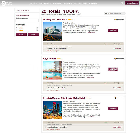 Discover Qatar program room selection